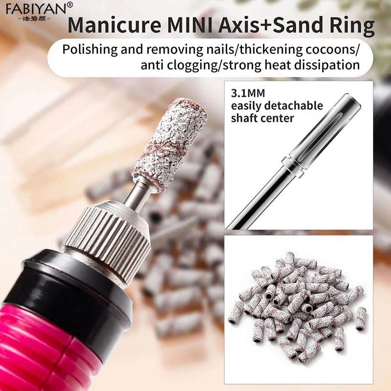 3.1 مللي متر مسمار صغير الرملي غطاء العصابات لآلة حفر الأظافر 80/120/150/180/240 حصى الأشعة فوق البنفسجية هلام إزالة طلاء الأظافر مسمار لقمة ثقب #3