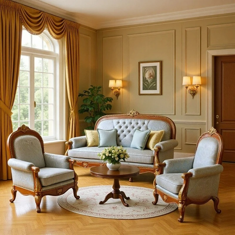 

Customizable Versailles Baroque Court Fabric Sofa French Fabric Sofa European Fabric Sofa
