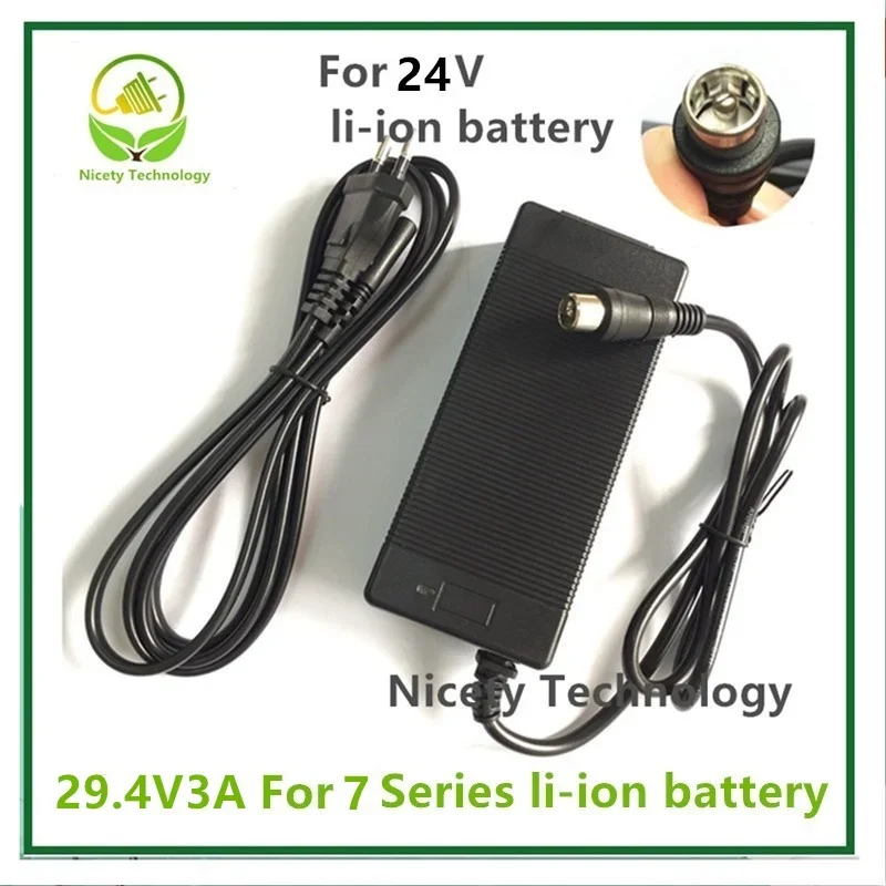 

24V E-bike Li-ion Lithium Battery Charger 29.4V3A for Electric Bike Lithium Battery for 7series Li-ion Battery Pack RCA Plug