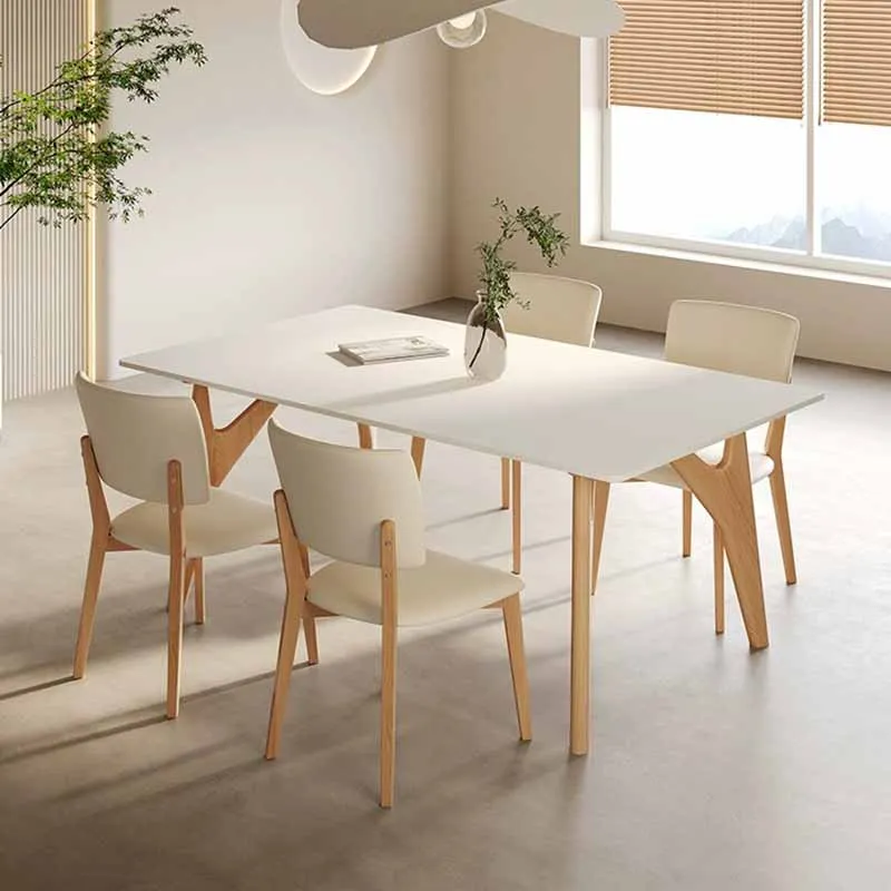 

Chairs Kitchen Dining Table Unique Waterproof Rectangular White Modern Tables Restaurant Wood Nordic Mesas De Comedor Furniture