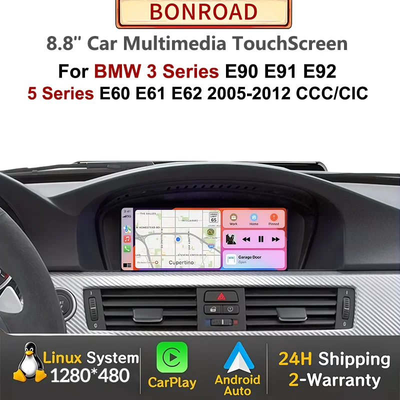 Wireless CarPlay Android Auto Car Radio For BMW 3 5 Series E90 E91 E92 E60 E61 E62 2005-2012 CCC CIC Multimedia GPS Navigation