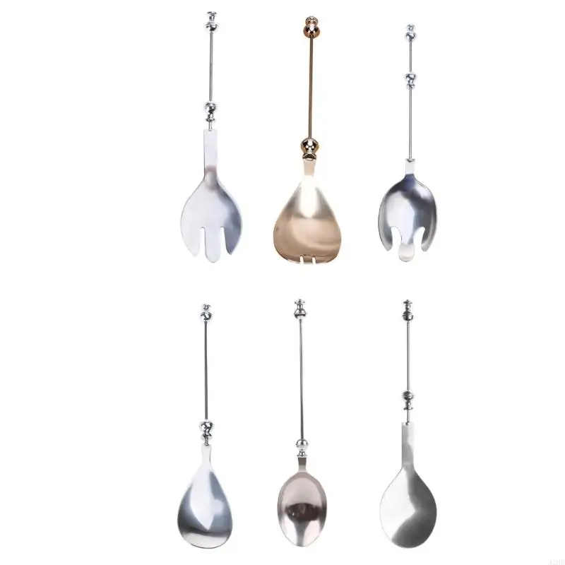 J2HB DIY ENSALA CONLACIÓN Cuchara acero inoxidable Spoon Coloque cuentas personalizables Siring Spoon Diy Beads Decored