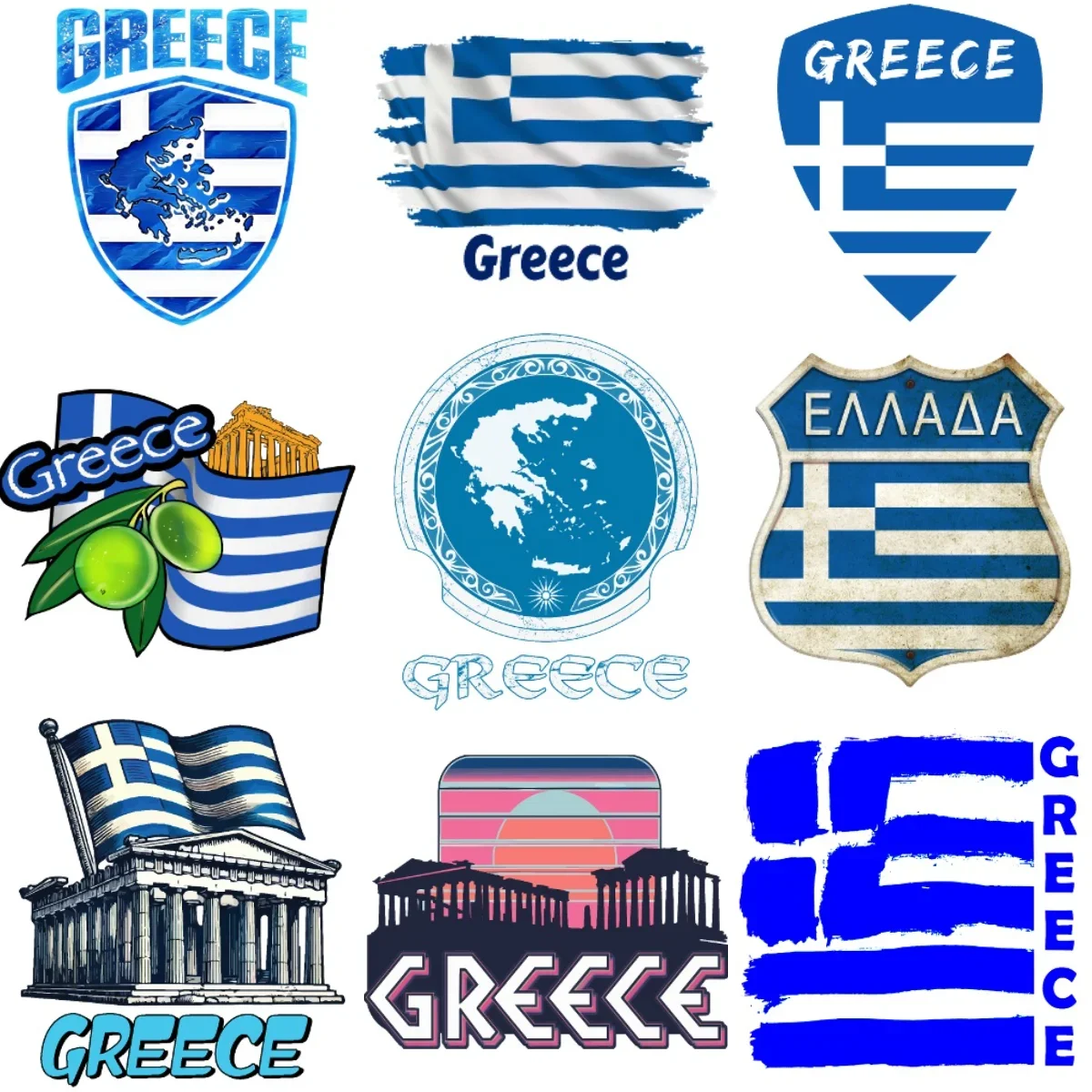

GR Greece Flag Map Parthenon Creative PVC Car Stickers for Car Bicycle Van Fridge Helmet Window Wall Decoration Accessories