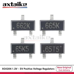 50 pièces XC6206 1.2V 1.5V 1.8V 2.5V 2.8V 3V 3.3V 3.6V 662K SOT23 665K 65Z5 54FK 65T5 65K5 65E9 XC6206P 152 182 252 302 362 MR SMD