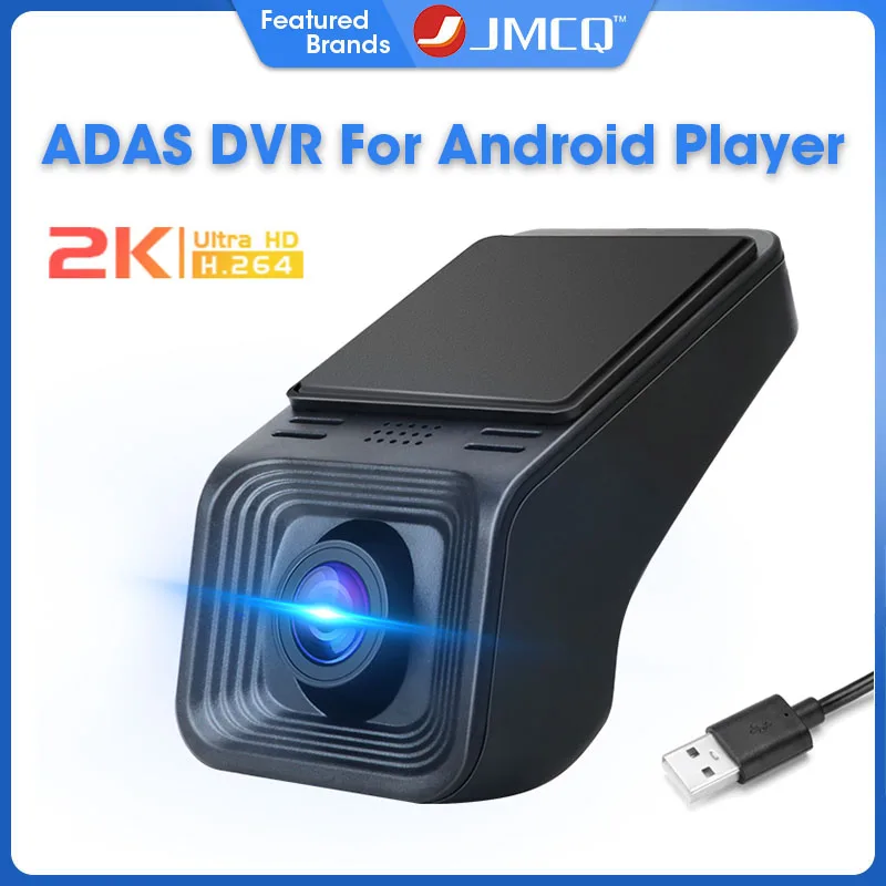 JMCQ 자동차 ADAS DVR 대시 캠, 2K 풀 HD, 자동 안드로이드 멀티미디어 플레이어, 숨겨진 유형 모션 감지 AR 녹음기, USB 플러그 