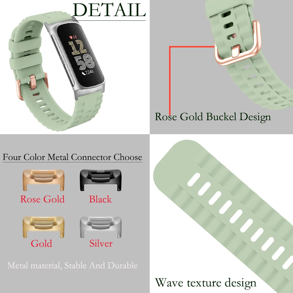 استبدال الفرقة ل Fitbit Charge 5 6 الفرقة سيليكون تنفس الفرقة ل Fitbit Charge 5 6 ساعة ذكية ارتفع الذهب مشبك شريط للرسغ