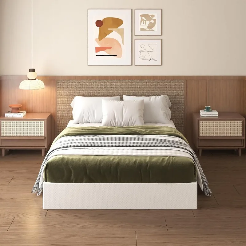 Queen Box Spring High Profile، صندوق معدني عالي التحمل لقاعدة سرير كوين مع غطاء قماش، كريم أساس للمرتبة، رقم