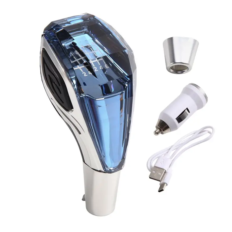 A11M-Car R13524 Modified Shift Knob 6Speed Gear Shift Knob Lever Universal Car Crystal Multicolor LED Light Handball