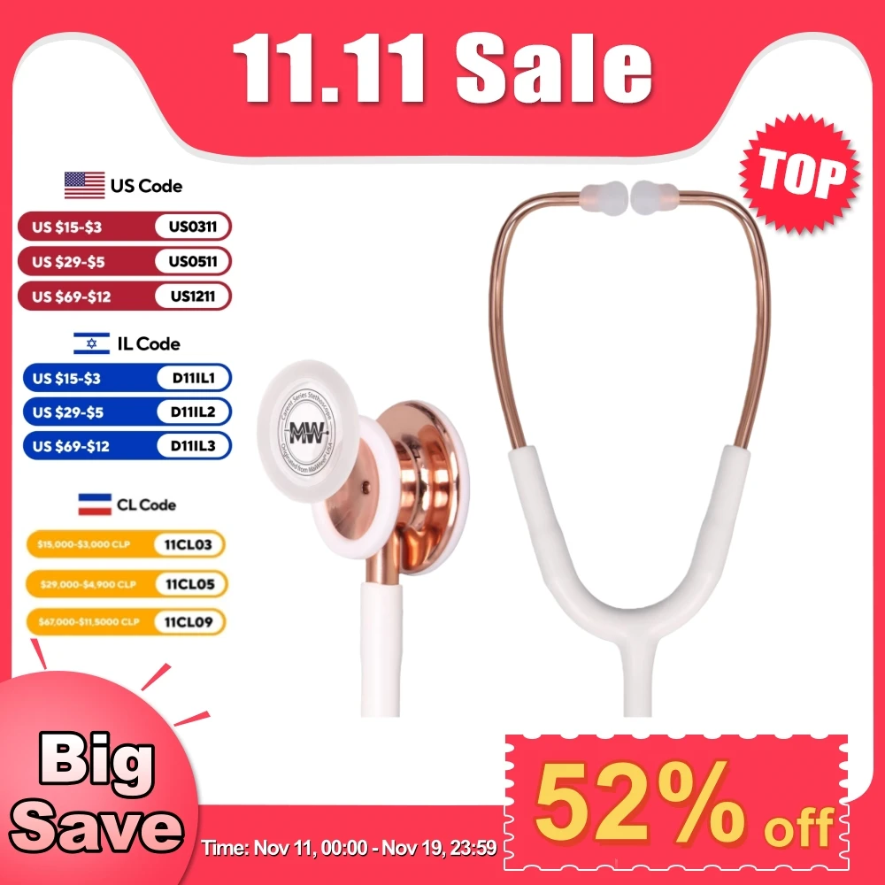 Medical Double Sided Stethoscope Professional Portable Cardiology Stethoscope Medical Equipment Nurse Doctor Stethoscope