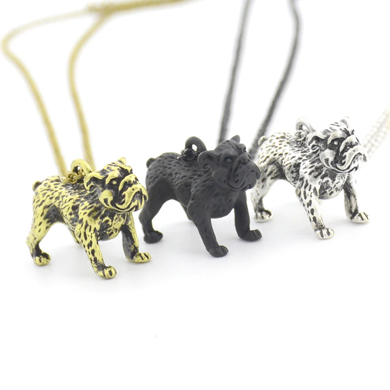 5 Style Black French Bulldog & Pug & Schnauzer & Long Hair Dachshund Dog Pendant Necklace Accessories for Women Men Jewellry