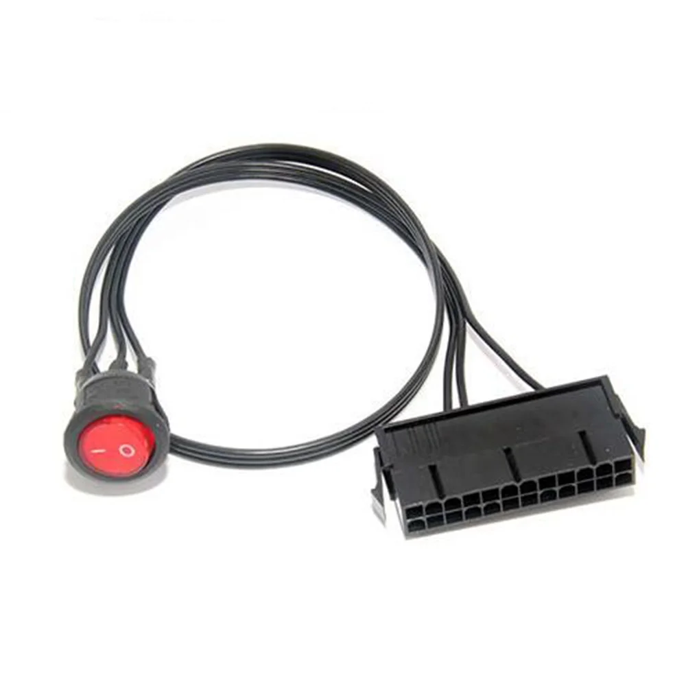 50cm Cable Copper Tin Wire 24-Pin Female ATX PSU PC Power Supply Starter Tester Start Up Jumper with ON/OFF Switch