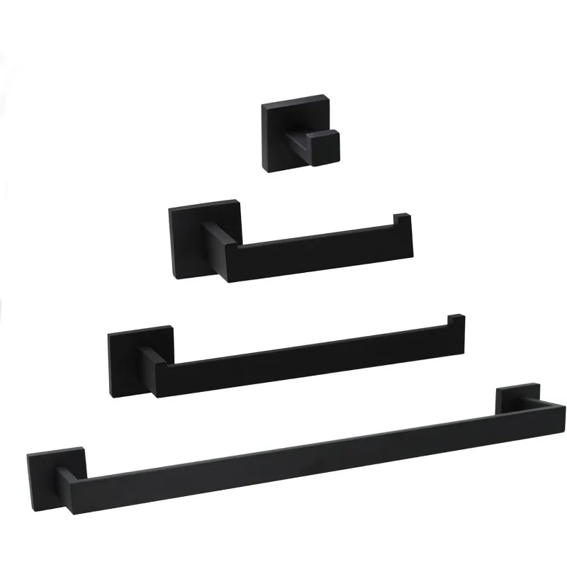 

4-Piece Bathroom Hardware Accessories Set, Include 16 Inch Towel Bar, Toilet Paper Holder, Hand Towel Rack, Towel Hook,
