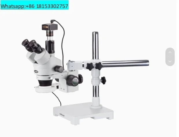 AmScope 3.5X-90X Simul-Focal Stereo Zoom Microscope on Boom Stand with an LED Ring Light--Or Ship from Moscow