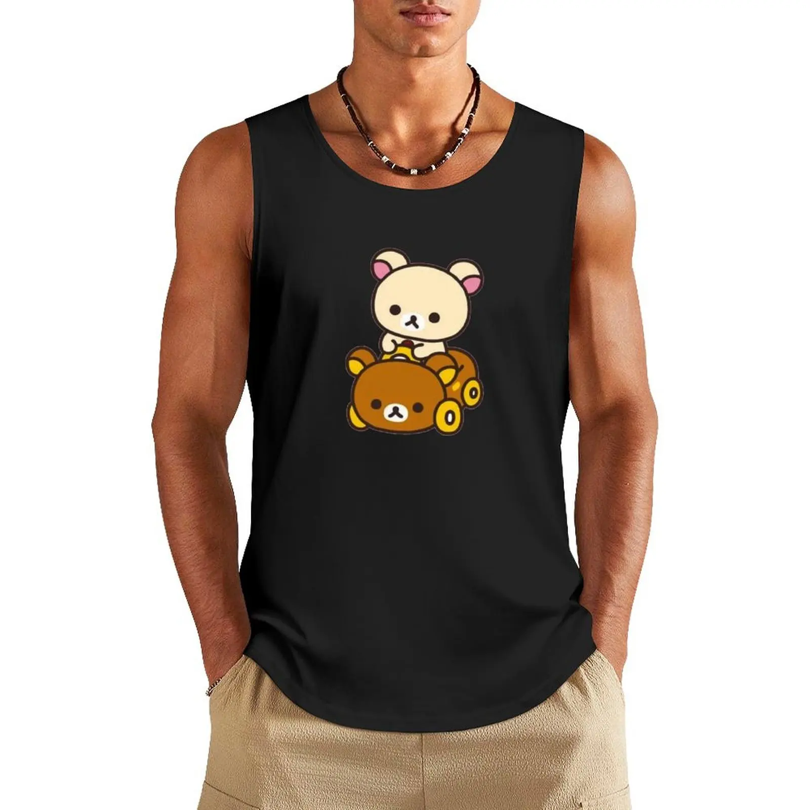 

korilakkuma driving a Rilakkuma car Tank Top Man gym clothes Clothing gym men bodybuilding for men