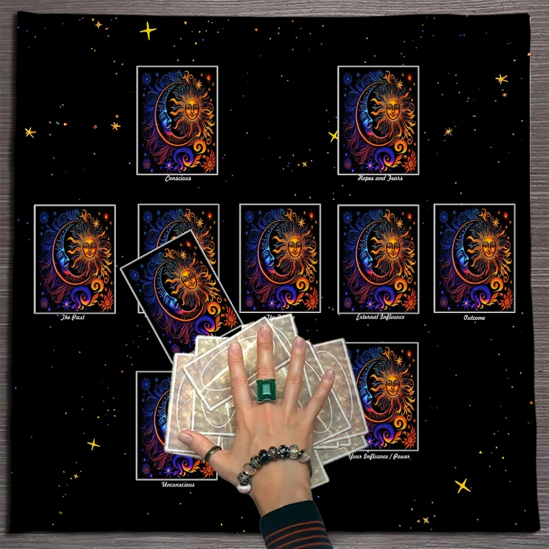 VIKAMA Witch Runes Wheel of Year Tarot Altar Cloth Divination Mat Spiritual Witchcraft Astrology Wiccan Occult Decor