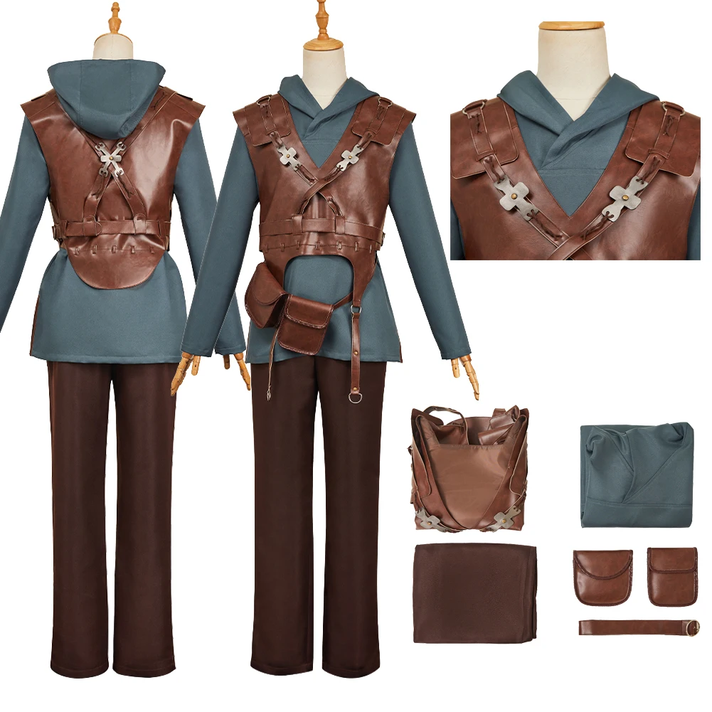 

Hiccup Jacket Pants Belt Cosplay Costume Movie Dragon Roleplay PU Vest Disguise Outfits Adult Men Halloween Carnival Party Suit