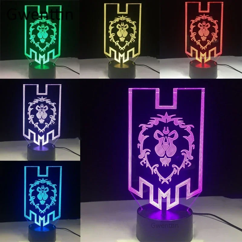 3D Illusion Night Light WOW World of Warcraft The Alliance Tribal Signs Light LED USB Table Lamp Kids Chidren Gifts Luminaria