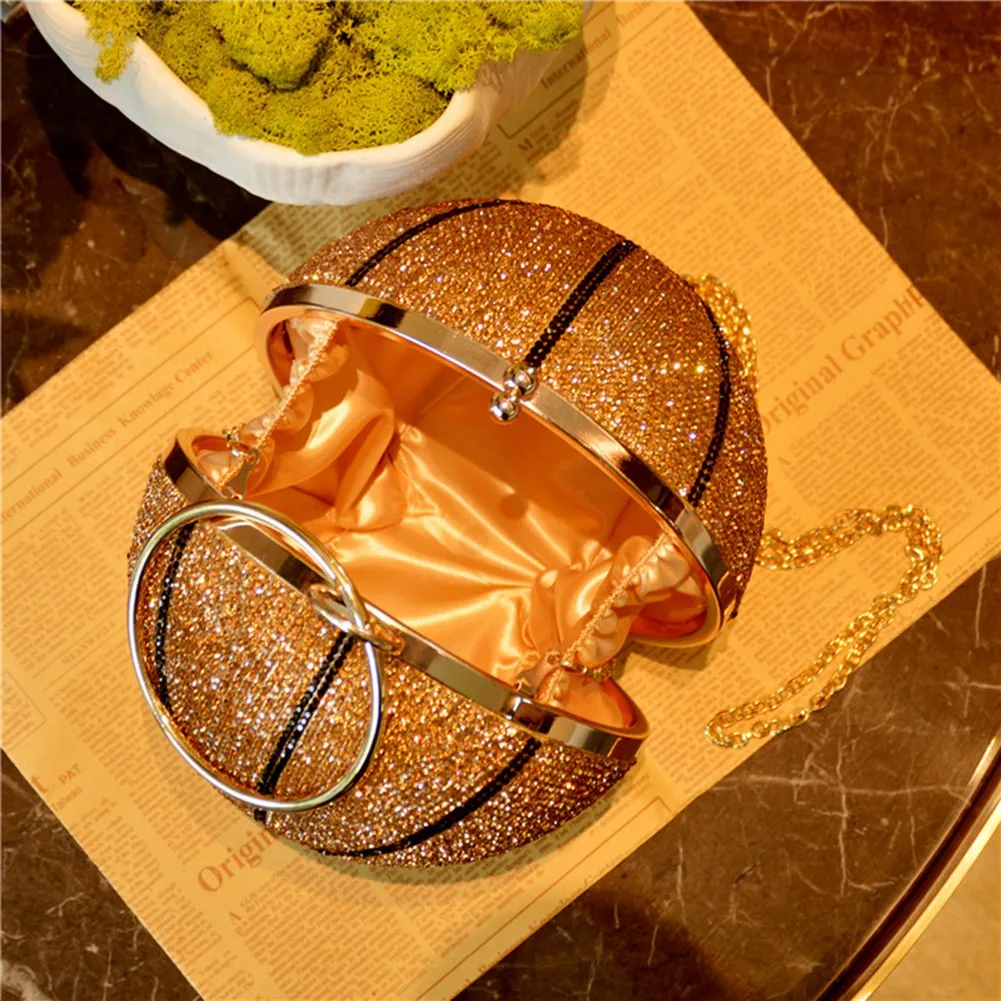 

Rhinestone Basketball Evening Bag Ladies Party Chain Shoulder Bag-A55G