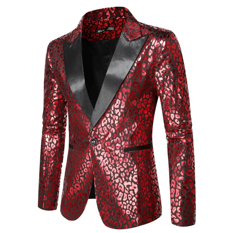 

HOO 2024 Men's Autumn New Casual Glossy Color Matching blazers