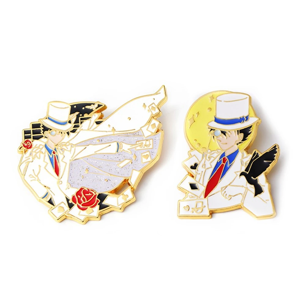 

Anime Detective Conan Case Closed Kid the Phantom Thief Kaitou Kiddo Cosplay Costumes Metal Badge Pin Brooch Prop Xmas Gift