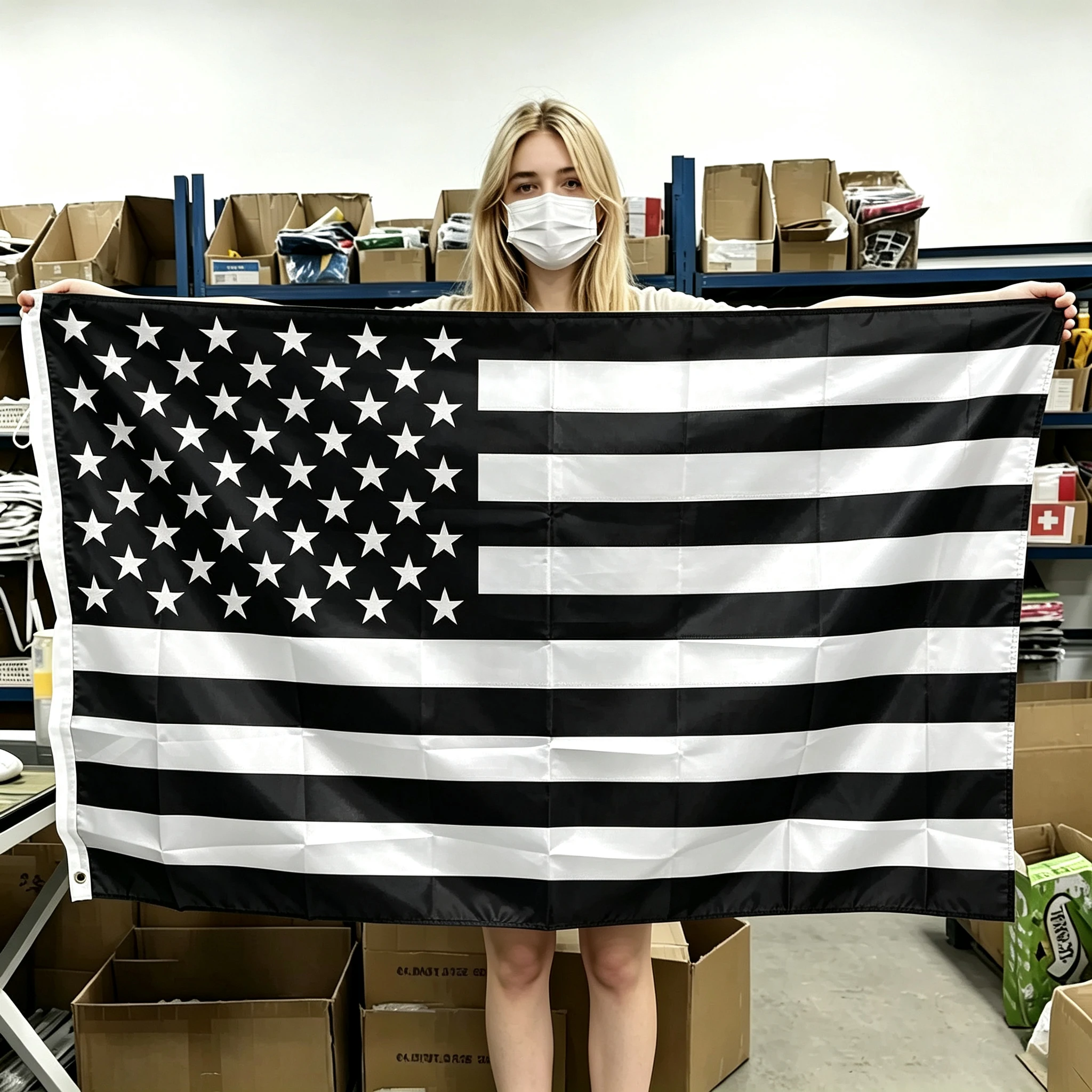 60x90cm 90x150cm 120x180cm Black And White 50 Stars American Flag Polyester Banner With Brass Grommets Patriotic Tactical Decor
