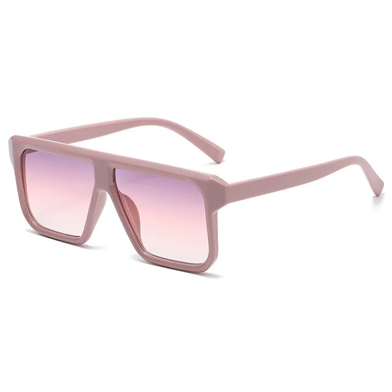 Quadratische Sonnenbrille für Damen, flach, großer Rahmen, modische Retro-Brille, Vintage
