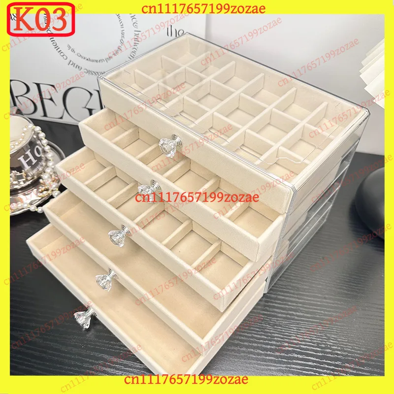 K03 5-Layer Acrylic Jewelry Box Drawer Storage for Earrings Necklace Rings, Large Capacity Replacement Parts