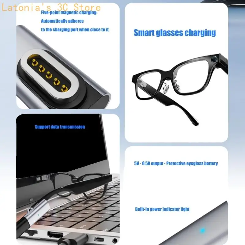 Compactly 5Pin Type C Charging Adapter for Intelligent Glasses, with Metal Housing for Everyday Backup X3UB