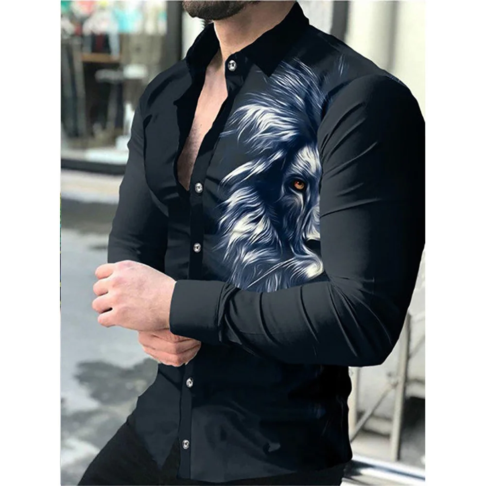 Fashion Floral Shirts For Men 3d Printed Lapel Long Sleeved Shirts Cool Graphs Street Vintage Casual Slim Men Clothes Tops