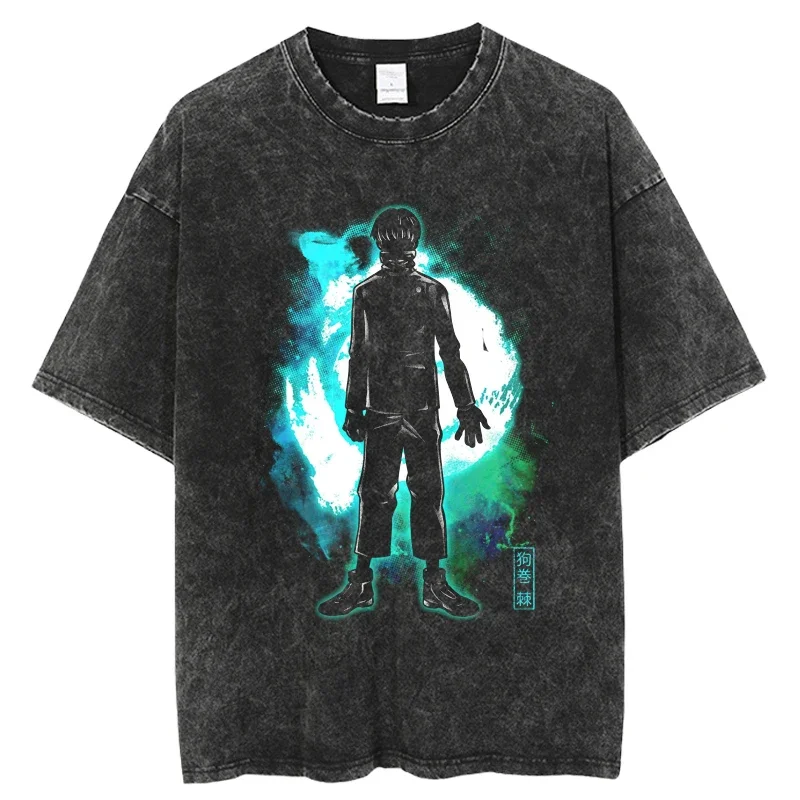 2024 Japanese Anime Jujutsu Kaisen TShirts Streetwear Short Sleeves Washed Casual Hip Hop Harajuku Oversized Top Tees T-Shirts