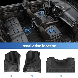for Dodge Ram 1500 2019-2024 New Body (Not Fit Classic Models) Rear Row With Underseat Storage Box TPE Floor Liner Black
