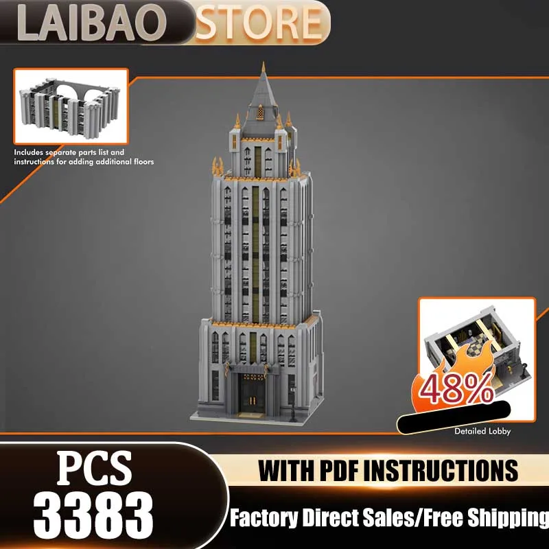 

Модульная модель городского здания MOC: Конструктор-небоскреб 2. Технологичный набор для сборки. Подарки на праздники. Строительный набор. Игрушки.