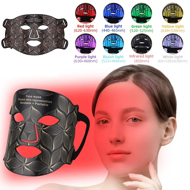 8-color-near-infrared-led-facial-mask-with-neck-red-facial-and-neck-photon-oil-control-skin-firming-whitening-and-anti-redness