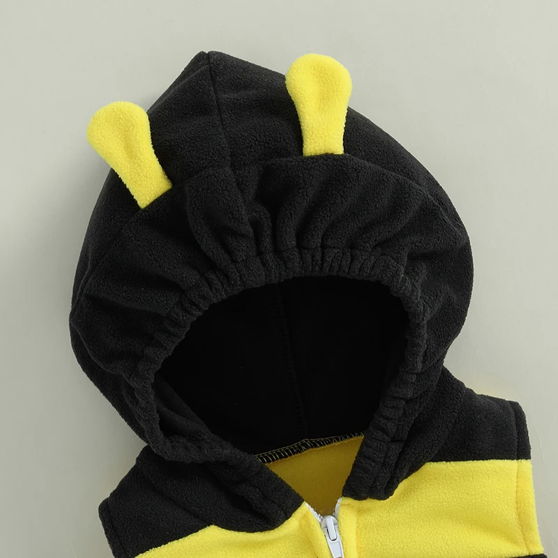 Costume da ape senza maniche a righe pagliaccetto con cappuccio calzini lunghi Set Costume da neonato vestito neonato