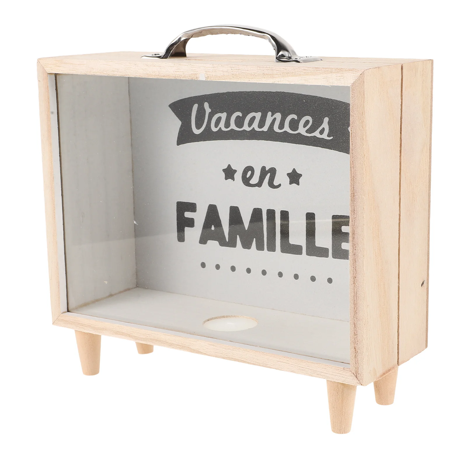 

Wooden Piggy Bank Coin Holder Money Box Small Compact Photo Frame Piggy Bank Decorative Saving Container for Bedroom Office