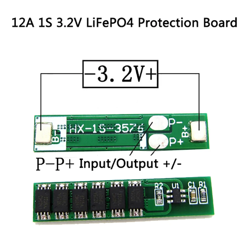 

12A 1S 3,6 В LiFePO4 литий-железо-фосфатный аккумулятор, входная защитная плата