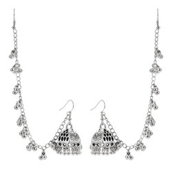 Ethnic Jhumka Retro Silver Color Bell Oorbellen Earrings for Women Bohemian Jewelry Lantern Beads Tassel Wedding Earrings