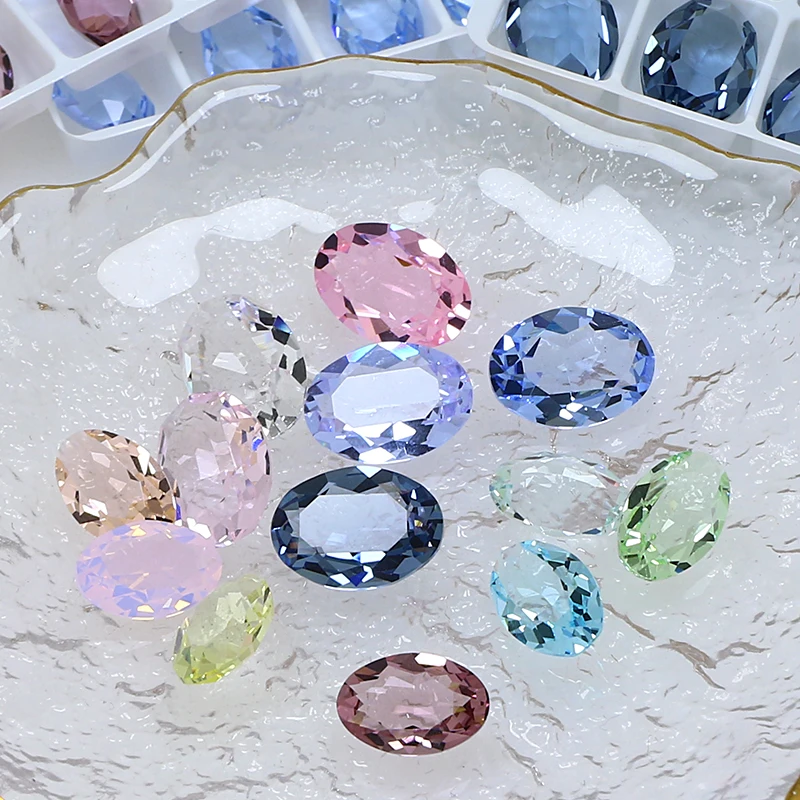 Oval Shape Transparency Clear K9 Crystal Rhinestone Glitter Glass Stone Pointback Stone Fnacy Stone For Jewelry Making Nail Art