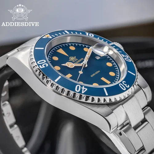 Imagen 2 del producto ADDIESDIVE-Reloj de buceo de 41mm para hombre, pulsera de cuarzo con bisel de cerámica de lujo, resistente al agua 200m, con fecha, Retro, luminoso