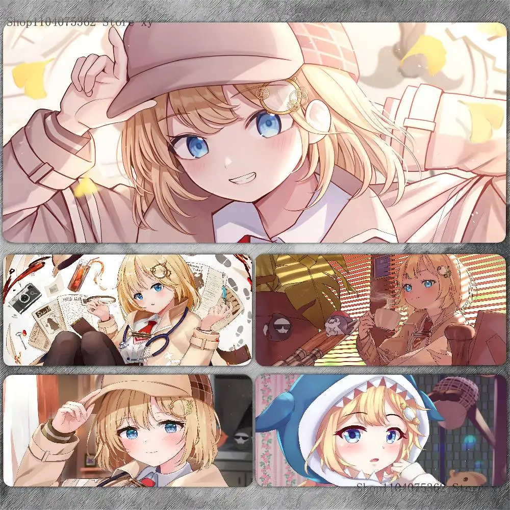 Virtual Anime Girl Watson Amelia Mouse Pad Large Gaming Keyboard Mat LockEdge Rubber Computer Office Accessories