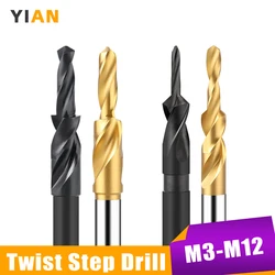 Arestuun-Counterbore Torção Step Drill, Cone Ferramenta de Perfuração, Dual Bit de Corte, HSS para Metal, 90, 180 graus, M3, M4, M5, M6, M8, M10, M12, 1Pc