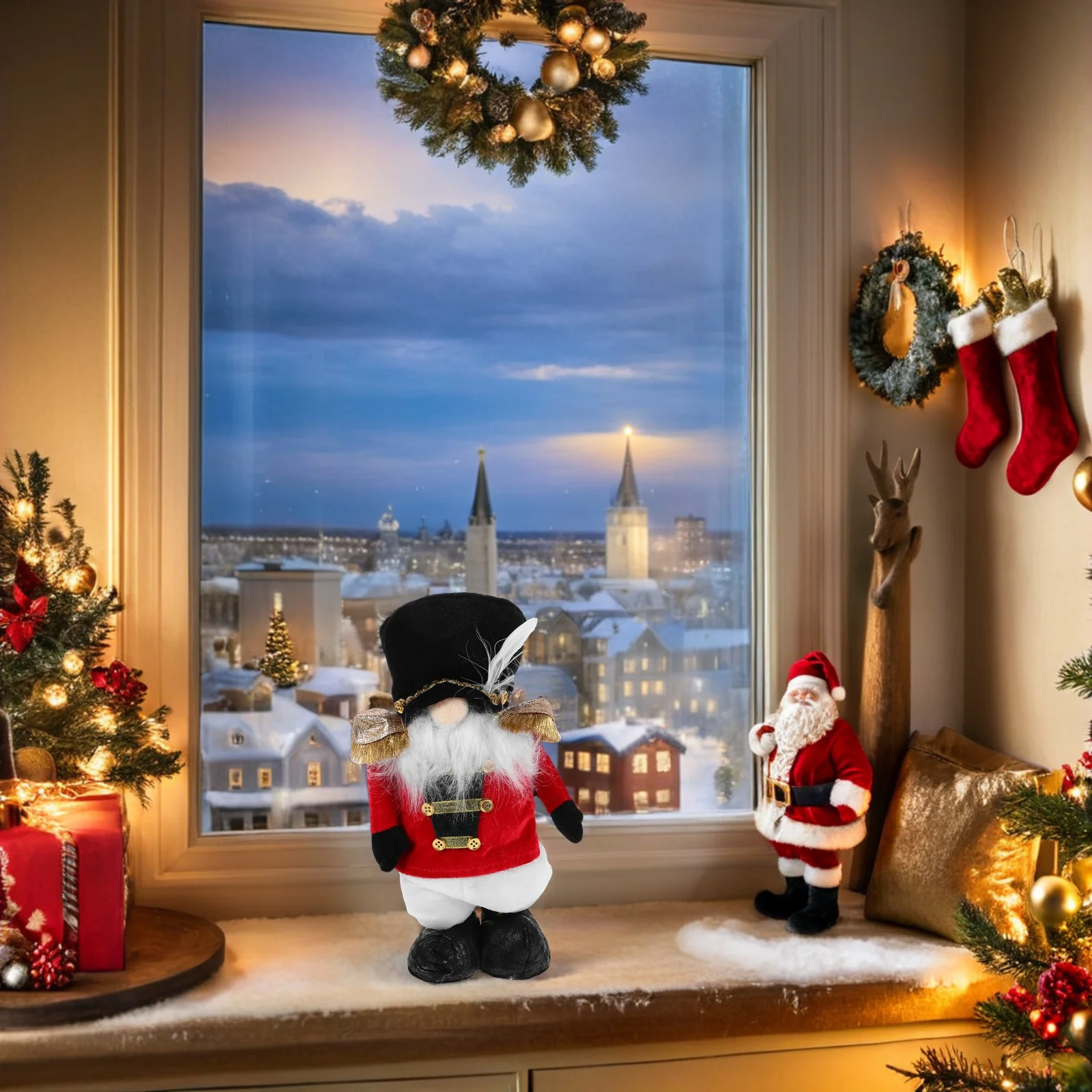 

Nutcracker Soldier Stretchable Faceless Standing Ornament Christmas Holiday Table Nutcracker Decoration Walnut Soldier Ornament