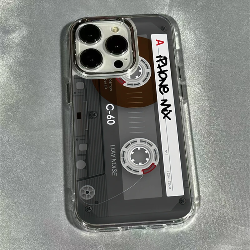 Vintage Kassetten-Fotorahmen Weiche Handyhülle für iPhone 18 17 16 15 14 13 12 11 Pro Max X XS XR 7 8Plus 16E Stoßfeste Hülle