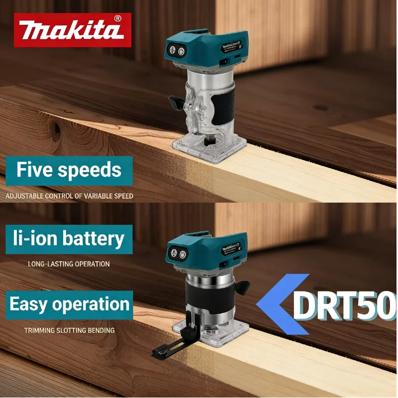

DRT50 Makita Brushless Trimmer Rechargeable Trimming Machine Slotting Tool Milling Woodwork Engraving Machine