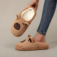A Pair of Brown Plush Kapibara Animal Patterns,Comfortable Furry Slippers for Men and Women, Lightweight, Comfortable Shoes 3