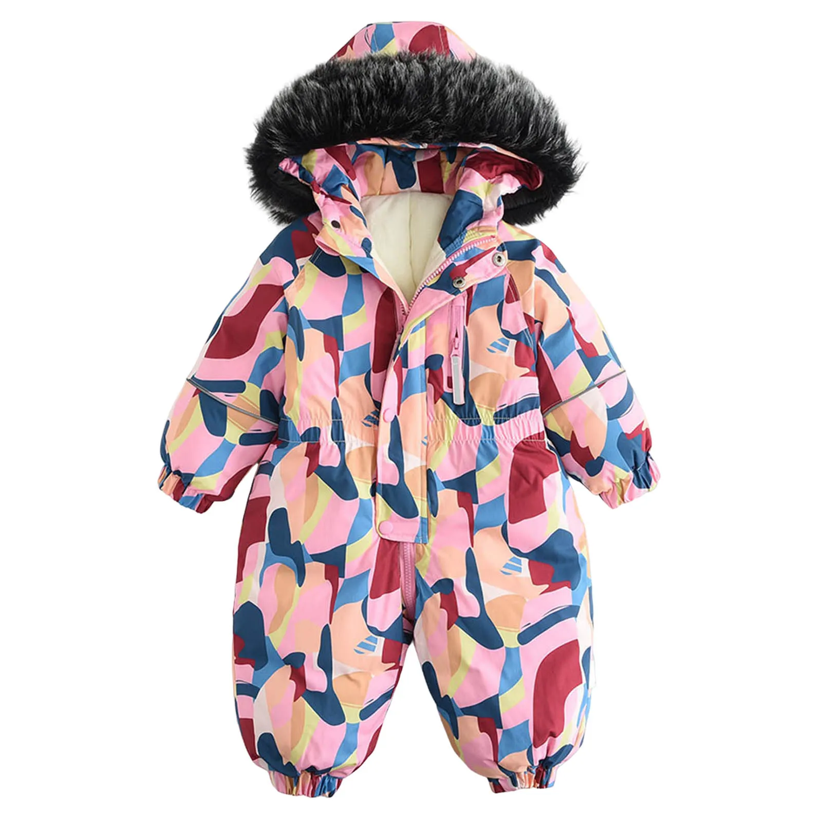 

Bib Pant Toddler Snowsuit 1 5T Kids Baby Boys Girls Suits Winter Clothes Faux Hooded Jumpsuit Coat Outdoor Kids Outdoor Pants