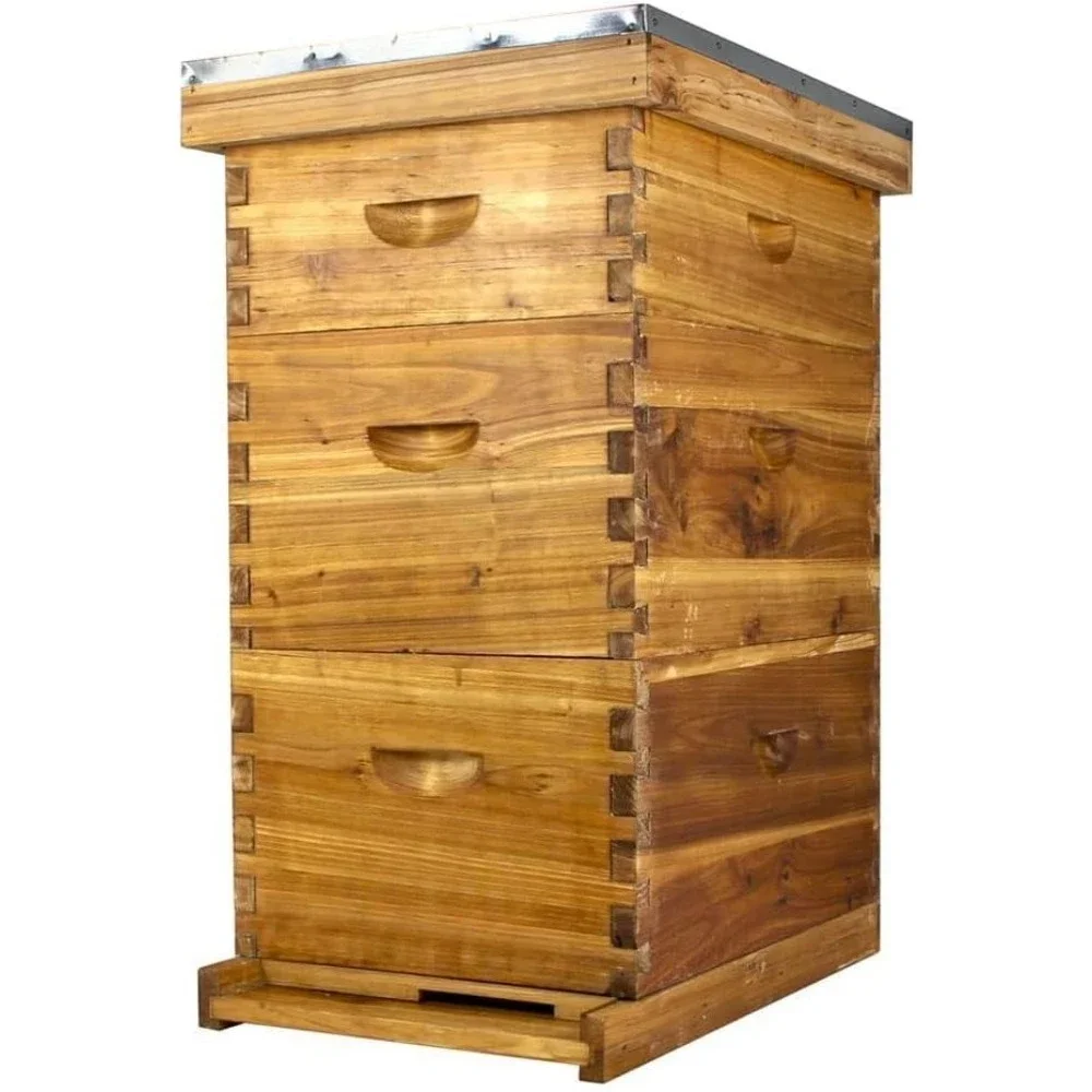 

Complete 8-Frame Beehive Kit – Wax-Coated Fir Wood with 2 Brood Boxes, 1 Medium Super & Langstroth Frames