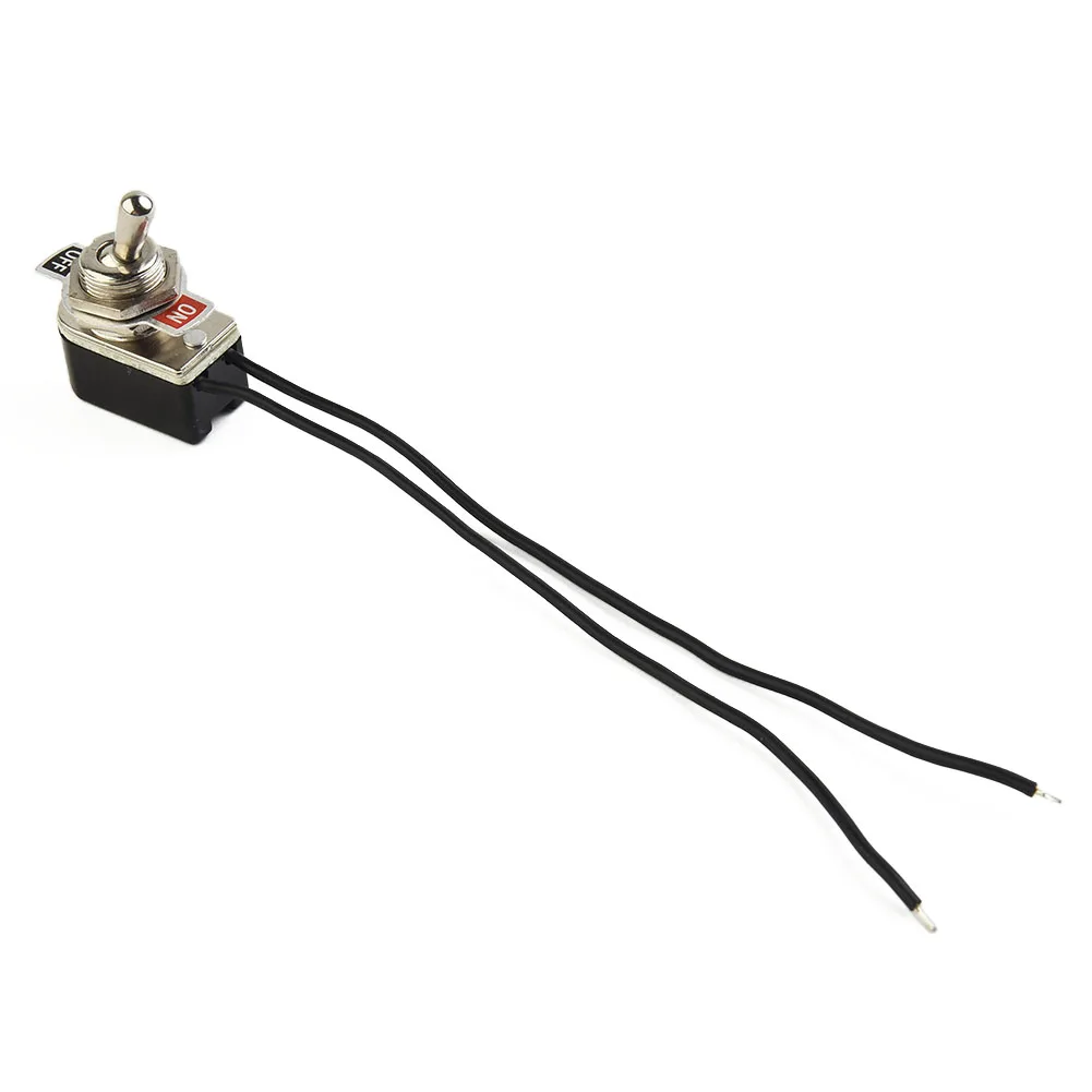 SPST 6A Toggle Switch Rocker SPST Contacts Switch Toggle With Wire Switch 12mm Cutout 1PCS 2 Foot Black+Silver