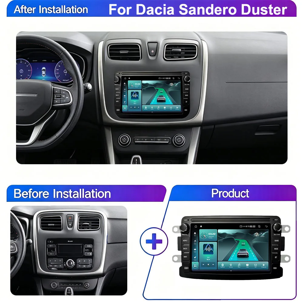 7 Inch Car Radio Carplay For Renault Dacia Duster Sandero Dokker Logan Lodgy Captur Symbol Stereo GPS Navi 2 Din Android Auto HU