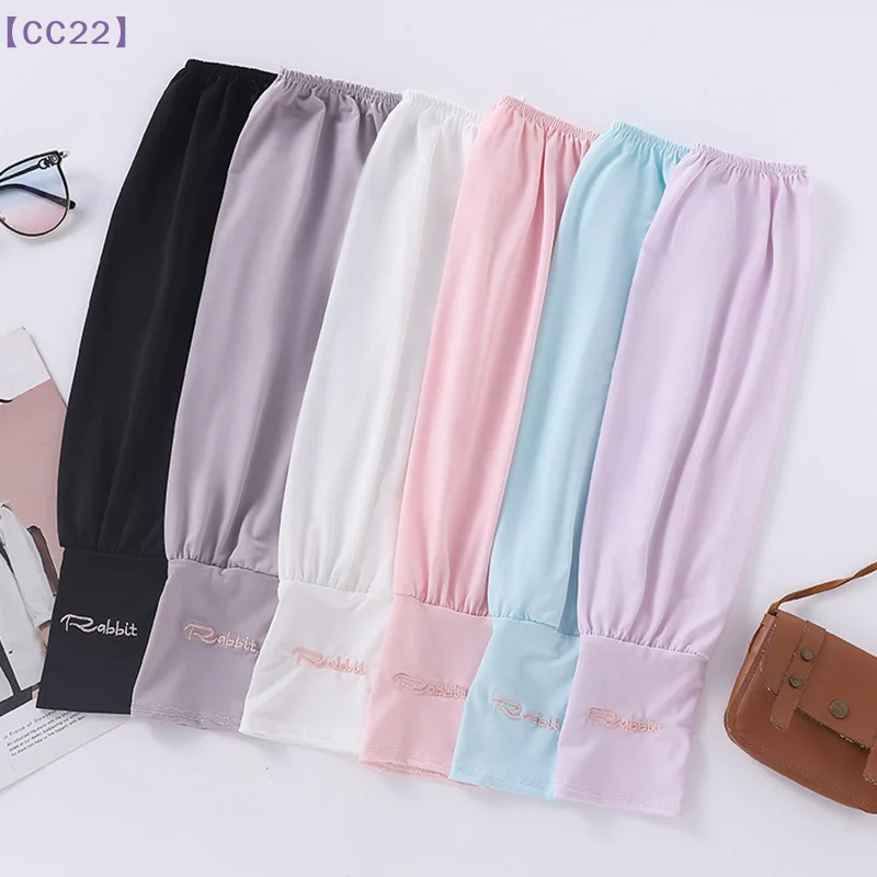 

【CC22】Summer Ice Silk Sunscreen Loose Cuff Outdoor UV Protection Sweating Sleeves Quick Drying Breathable Arm Cover{C}